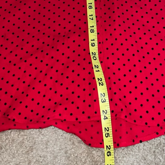 Long Sleeve Red Blouse with Black Polka Dots - Picture 6 of 6